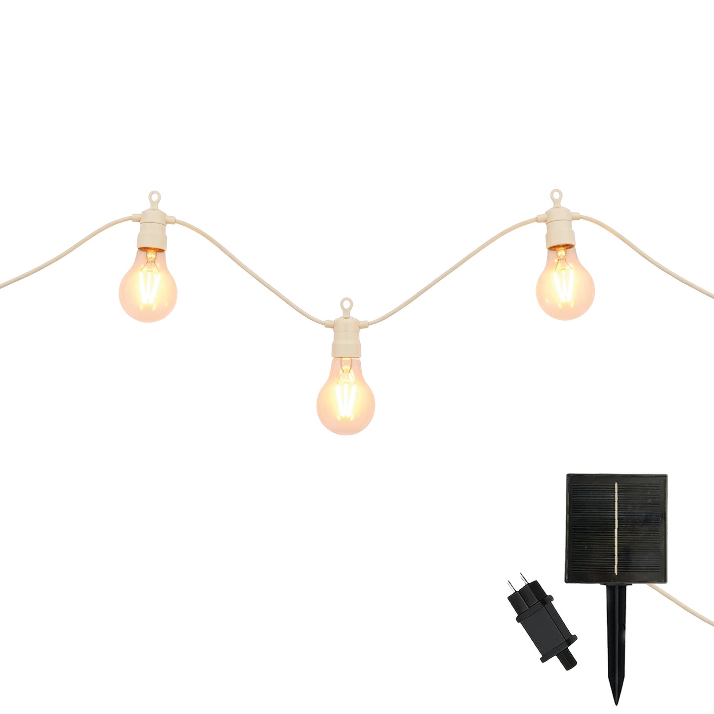 Guirlande lumineuse extérieur beige 10 globes transparents raccordable LED blanc chaud PARTY MAX CLEAR HYBRID CREAM 8m solaire et sur secteur