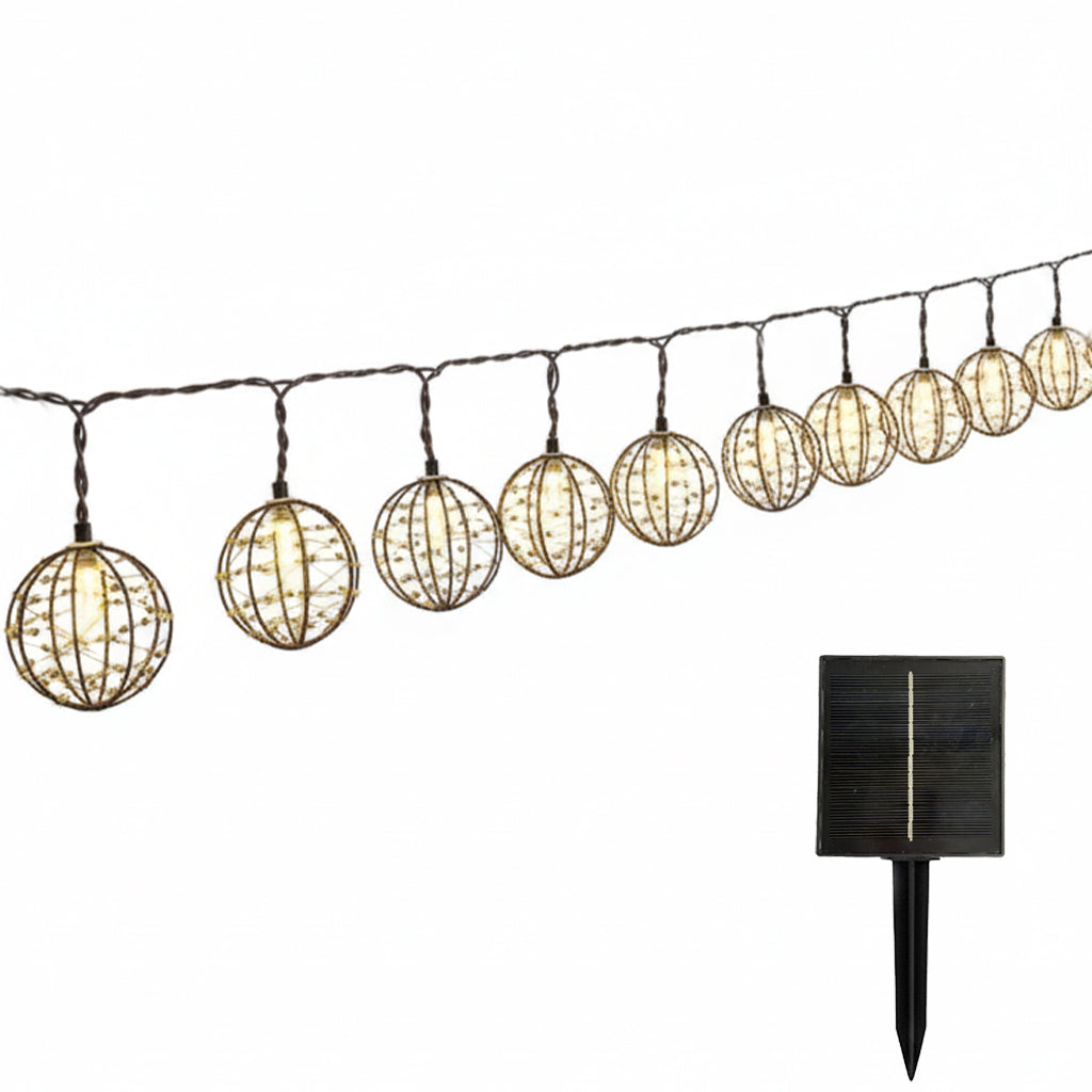 Guirlande lumineuse solaire d'extérieur marron 10 boules lumineuses RUSTY LIGHT 13 modes 4m