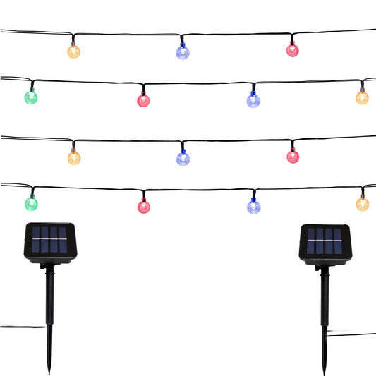 Lot de 2 guirlandes lumineuses solaires 20 globes scintillants LED multicolore FESTY COLOR 5.80m