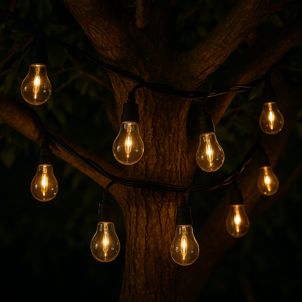 Lot de 2 guirlandes lumineuses extérieur 10 globes transparents LED blanc chaud dimmable PARTY CLEAR HYBRID 8m solaire et sur secteur