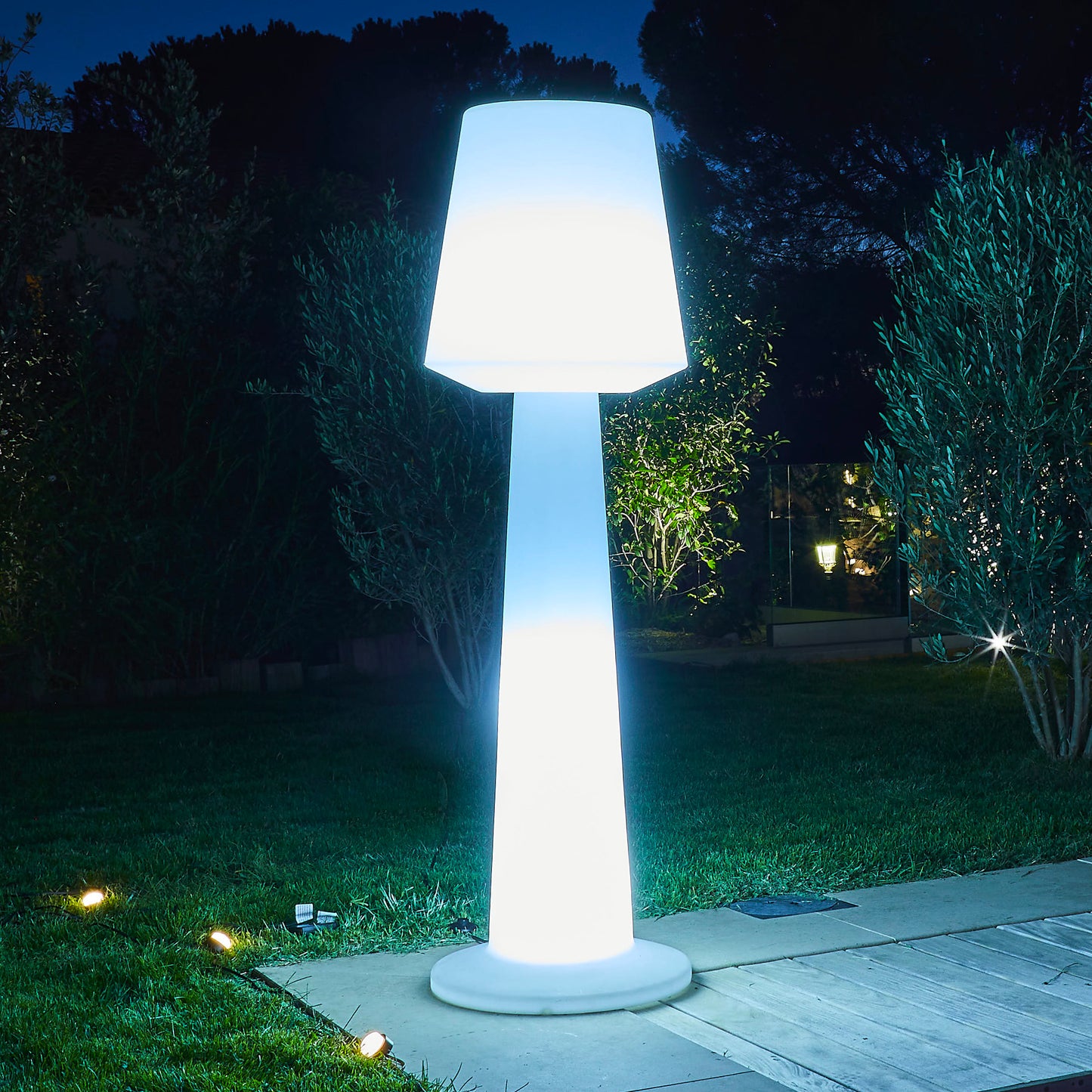 Lampadaire design lumineux filaire pour extérieur éclairage puissant LED blanc AUSTRAL H170cm culot E27