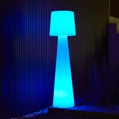 Lampadaire design sans fil LED abat-jour ondulé multicolore dimmable LADY H110cm avec télécommande