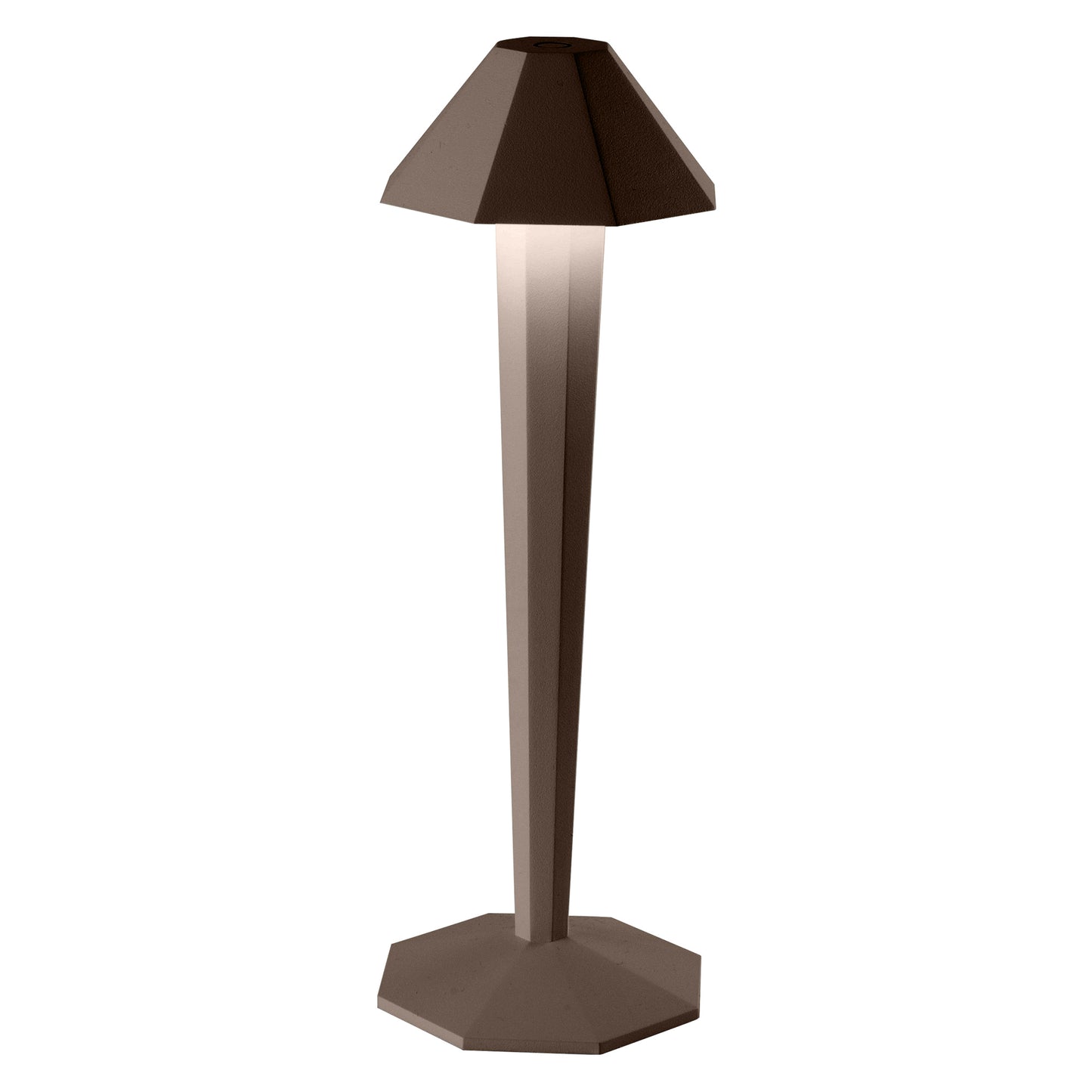 Lampe de table sans fil aluminium touch LED blanc chaud dimmable KRYPTON CORTEN H35 cm