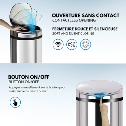 Poubelle de cuisine automatique 42L ARTIC en acier Inox avec seau