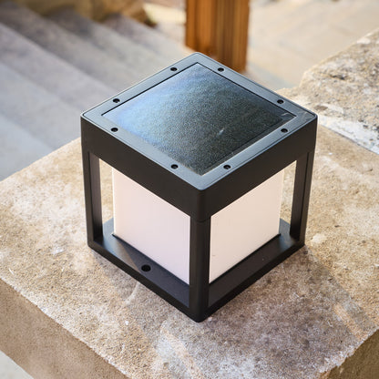 Borne lumineuse carré avec détecteur de mouvement PILARO BLACK LED blanc chaud 15cm