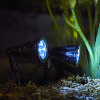 Lot de 4 spots solaires projecteurs à piquer LED blanc 200 lumens panneau solaire déporté 4x SPIKY AWAY W34