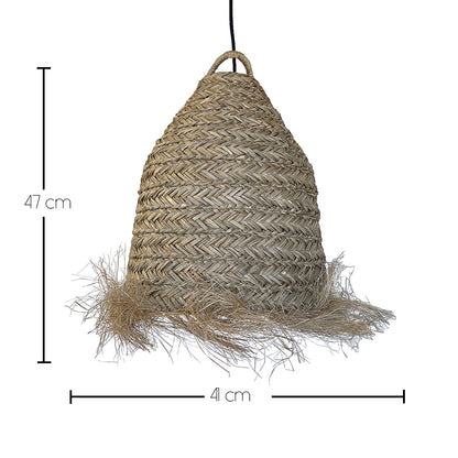 Suspension ANAFI NOMAD en jonc de mer naturel style bohème avec ampoule LED nomade