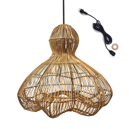 Suspension sur secteur pour l'extérieur RONDA OUTDOOR CABLE en rotin naturel style bohème 5m de longueur de câble