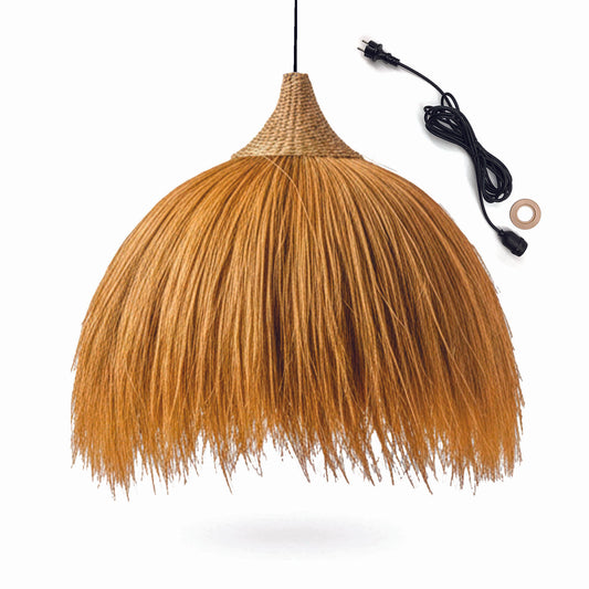 Suspension sur secteur XXL pour l'extérieur BIG MASAI OUTDOOR CABLE en herbe de rayung style bohème 5m de longueur de câble