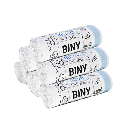 Lot de 120 sacs poubelles blanc 50L 60 x H75 CM BINY Ultra résistant 23 microns avec lien coulissant