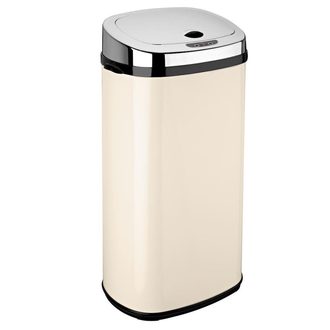 Poubelle de cuisine automatique 42L LARGO Crème brillant en acier INOX avec cerclage - REDDECO.com