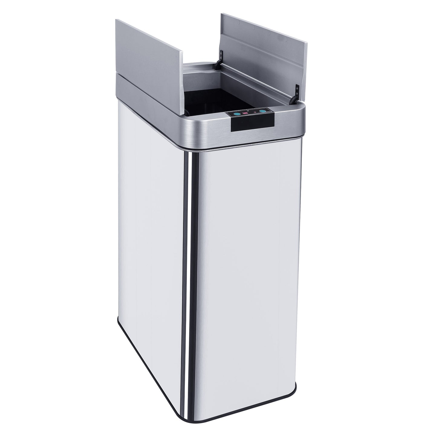 Poubelle de cuisine automatique 70L SILVERLAKE en acier Inox avec cerclage Ouverture papillon grande capacité - REDDECO.com