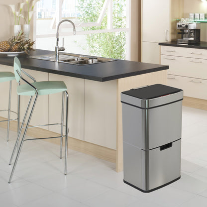 Poubelle De Cuisine Automatique Tri Sélectif Double Compartiment 75l NARVIK En Acier Inox Recyclage Grande Capacité Et Poubelle De Table 3l - REDDECO.com