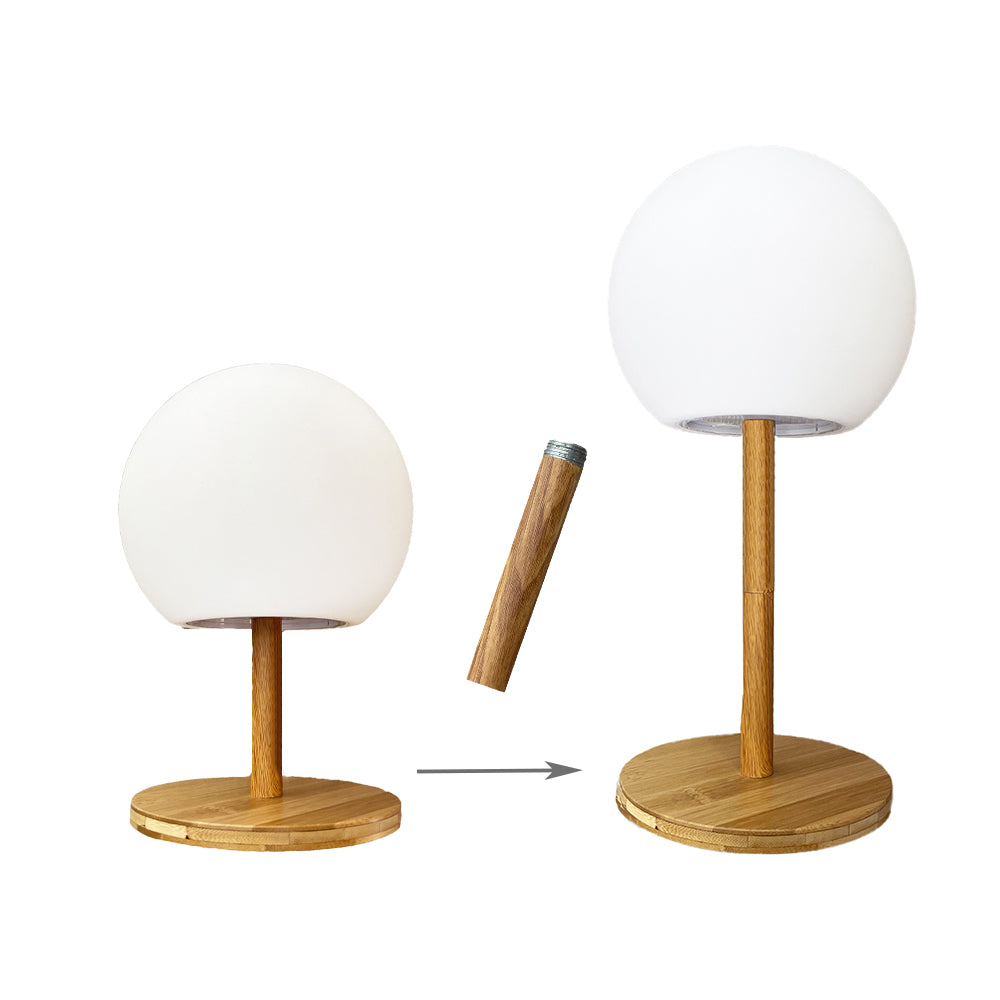 Lampe de table sans fil pied en bambou extensible LED blanc chaud/blanc LUNY H28cm