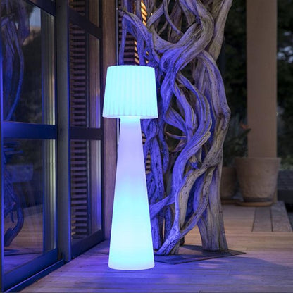 Lampadaire design sans fil LED abat-jour ondulé multicolore dimmable LADY H110cm avec télécommande - REDDECO.com