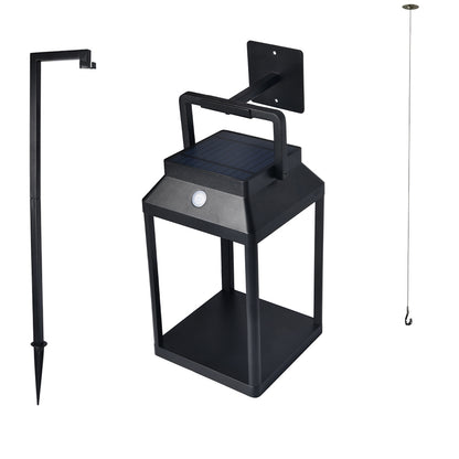 Lanterne LED en métal hybride solaire et rechargeable sur secteur avec accessoires ALTEA H25cm