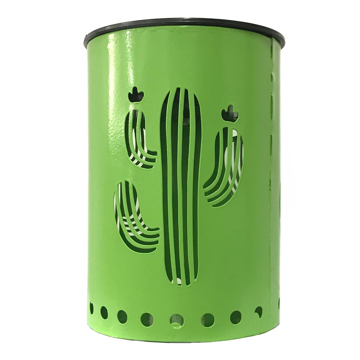 Lanterne solaire verte métal effet ombre jeu de lumière LED blanc chaud CACTUS H13cm - REDDECO.com