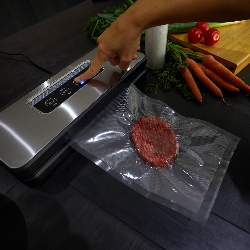 Machine sous vide alimentaire inox brossé SPRINGS 150W pour conservation des aliments et 10 sacs sous vide - REDDECO.com