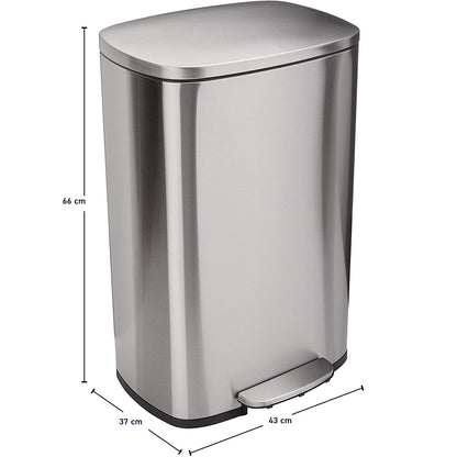 Poubelle de cuisine à pédale 50L Design ADMIRAL en acier Inox brossé avec seau et fermeture douce - REDDECO.com