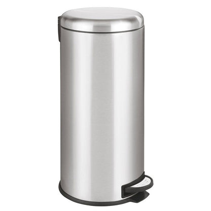 Poubelle de cuisine à pédale basique inox brossé 30L URBAN en acier avec seau couvercle bombé - REDDECO.com