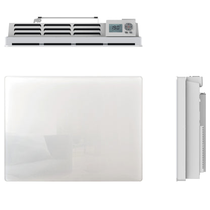 Radiateur électrique à inertie sèche bloc CERAMIQUE + facade VERRE écran LCD 1000W GLASS Norme NF