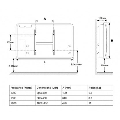 Radiateur électrique à inertie sèche CERAMIQUE écran LCD 1000W ROSWELL