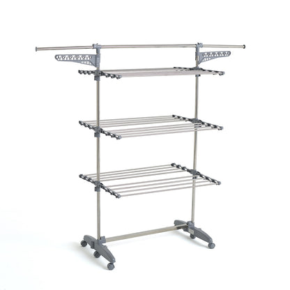 Séchoir à linge étendoir multifonction 25M EXTRA 3 niveaux Gris et Inox - REDDECO.com