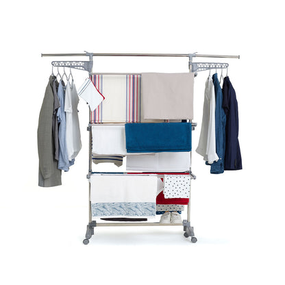Séchoir à linge étendoir multifonction 25M EXTRA 3 niveaux Gris et Inox - REDDECO.com