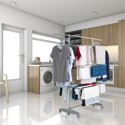 Séchoir à linge étendoir multifonction 25M EXTRA 3 niveaux Gris et Inox - REDDECO.com
