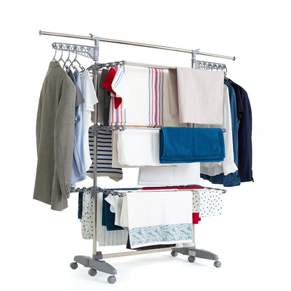 Séchoir à linge étendoir multifonction 25M EXTRA 3 niveaux Gris et Inox - REDDECO.com