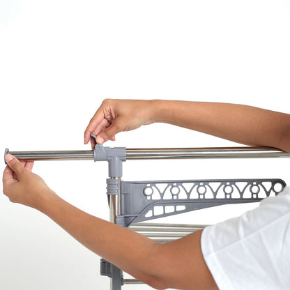 Séchoir à linge étendoir multifonction 25M EXTRA 3 niveaux Gris et Inox - REDDECO.com
