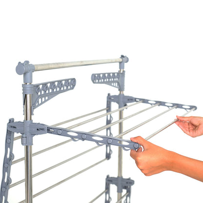 Séchoir à linge étendoir multifonction 25M EXTRA 3 niveaux Gris et Inox - REDDECO.com