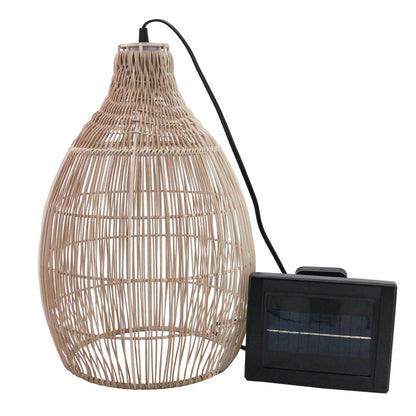 Suspension solaire bohème naturel style vannerie tressée LED blanc chaud HOLIDAY H42cm - REDDECO.com