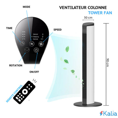 Ventilateur colonne portable oscillant RIO 3 vitesses 55W avec minuteur et télécommande